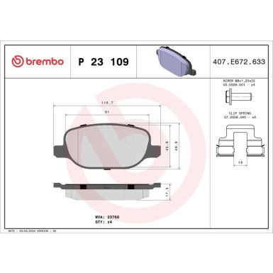 Brembo Bremsbelagsatz, Scheibenbremse PRIME LINE P 23 109 Brembo Bremsbelagsatz, Scheibenbremse PRIME LINE P 23 109