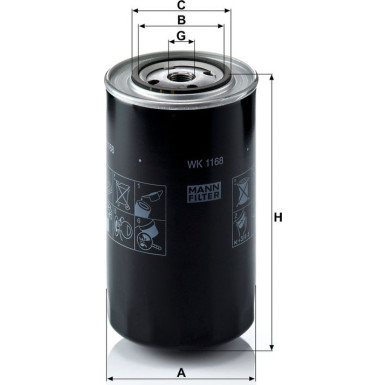 Mann-Filter Kraftstofffilter WK 1168 Mann-Filter Kraftstofffilter WK 1168
