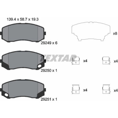 Textar Bremsbelagsatz, Scheibenbremse 2924901