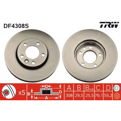 Bremsscheibe TRW SINGLE DF4308S
