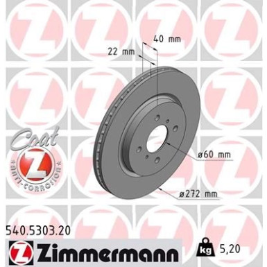 Zimmermann Bremsscheibe Coat Z 540.5303.20