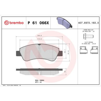 Brembo Bremsbelagsatz, Scheibenbremse XTRA LINE P 61 066X Brembo Bremsbelagsatz, Scheibenbremse XTRA LINE P 61 066X