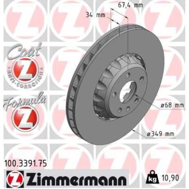 Zimmermann Bremsscheibe Formula Z 100.3391.75