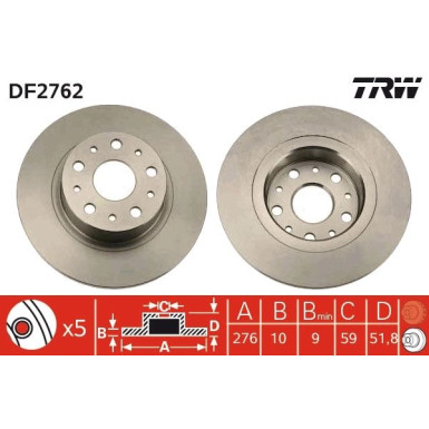 TRW Bremsscheibe DF2762 TRW Bremsscheibe DF2762