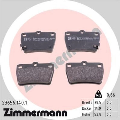 Zimmermann Bremsbelagsatz, Scheibenbremse 23656.140.1