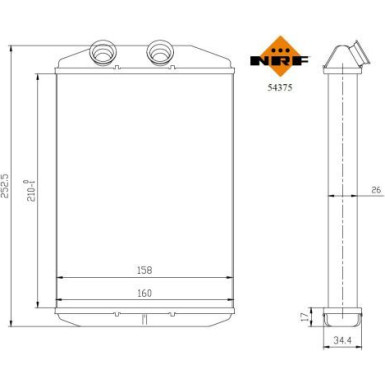 NRF Wärmetauscher, Innenraumheizung ohne Rohr EASY FIT 54375