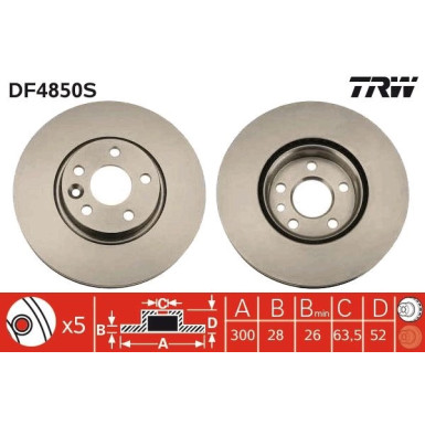 Bremsscheibe TRW SINGLE DF4850S Bremsscheibe TRW SINGLE DF4850S