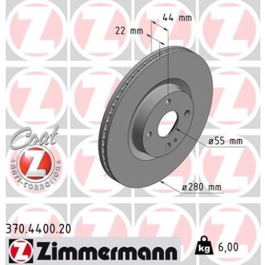 Zimmermann Bremsscheibe Coat Z 370.4400.20 Zimmermann Bremsscheibe Coat Z 370.4400.20