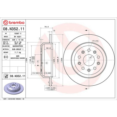 Brembo Bremsscheibe PRIME LINE - UV Coated 08.N352.11 Brembo Bremsscheibe PRIME LINE - UV Coated 08.N352.11