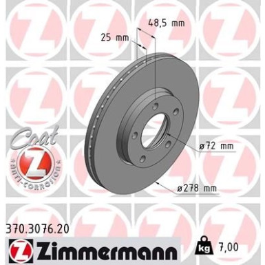 Zimmermann Bremsscheibe Coat Z 370.3076.20