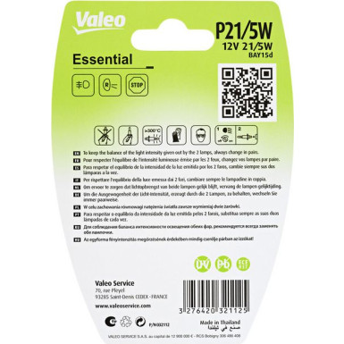 Valeo Glühlampe, Blinkleuchte ESSENTIAL 032112