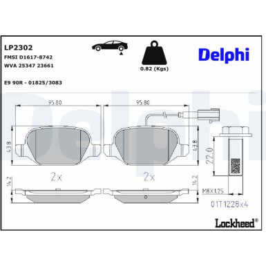 Delphi Bremsbelagsatz, Scheibenbremse LP2302 Delphi Bremsbelagsatz, Scheibenbremse LP2302