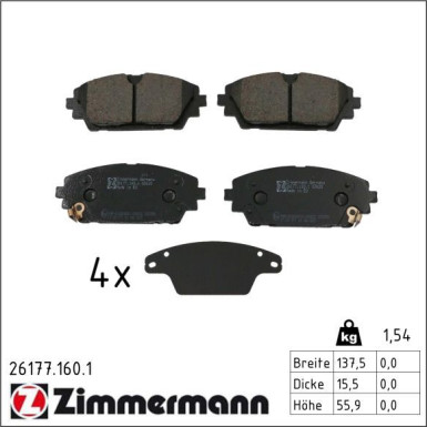 Zimmermann Bremsbelagsatz, Scheibenbremse 26177.160.1