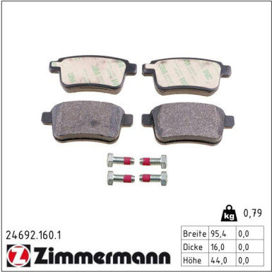 Zimmermann Bremsbelagsatz, Scheibenbremse 24692.160.1 Zimmermann Bremsbelagsatz, Scheibenbremse 24692.160.1