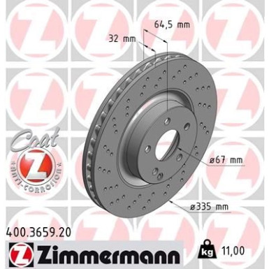 Zimmermann Bremsscheibe Coat Z 400.3659.20
