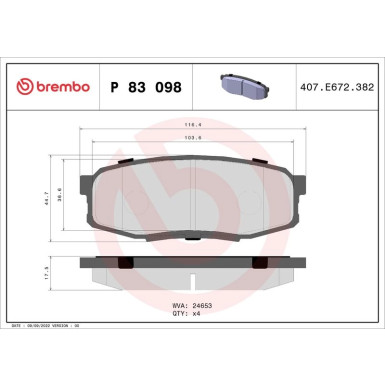 Brembo Bremsbelagsatz, Scheibenbremse PRIME LINE P 83 098 Brembo Bremsbelagsatz, Scheibenbremse PRIME LINE P 83 098