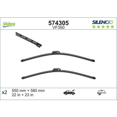 Valeo Wischblatt Scheibenwischer SILENCIO FLAT BLADE SET 574305
