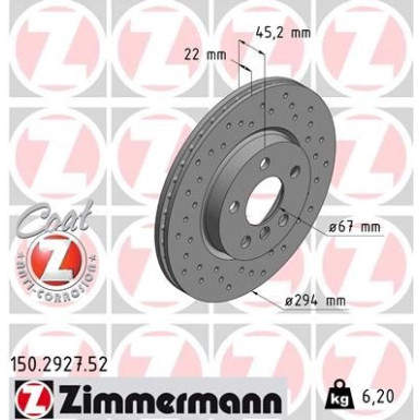 Zimmermann Bremsscheibe SPORT Z 150.2927.52
