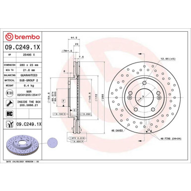 Brembo Bremsscheibe XTRA LINE - Xtra 09.C249.1X Brembo Bremsscheibe XTRA LINE - Xtra 09.C249.1X