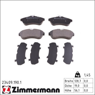Zimmermann Bremsbelagsatz, Scheibenbremse 23409.190.1