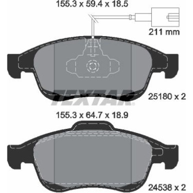 Textar Bremsbelagsatz, Scheibenbremse Q+ 2518001 Textar Bremsbelagsatz, Scheibenbremse Q+ 2518001