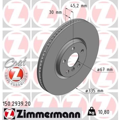 Zimmermann Bremsscheibe Coat Z 150.2939.20 Zimmermann Bremsscheibe Coat Z 150.2939.20