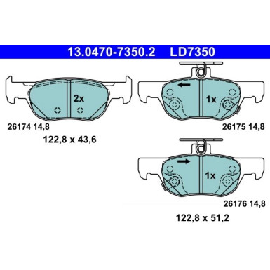 Bremsbelagsatz, Scheibenbremse ATE Ceramic 13.0470-7350.2 Bremsbelagsatz, Scheibenbremse ATE Ceramic 13.0470-7350.2