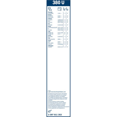 BOSCH 380 U Scheibenwischer Twin 3 397 011 353 BOSCH 380 U Scheibenwischer Twin 3 397 011 353