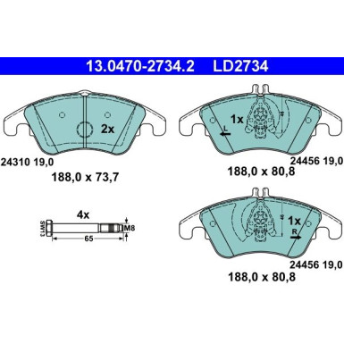 Bremsbelagsatz, Scheibenbremse ATE Ceramic 13.0470-2734.2 Bremsbelagsatz, Scheibenbremse ATE Ceramic 13.0470-2734.2