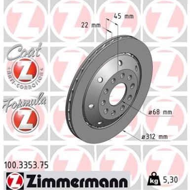 Zimmermann Bremsscheibe Formula Z 100.3353.75 Zimmermann Bremsscheibe Formula Z 100.3353.75