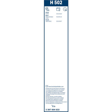 BOSCH H 502 Scheibenwischer Rear 3 397 004 633
