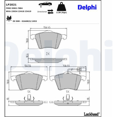 Delphi Bremsbelagsatz, Scheibenbremse LP2021