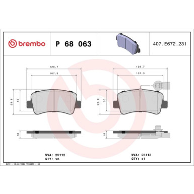 Brembo Bremsbelagsatz, Scheibenbremse PRIME LINE P 68 063 Brembo Bremsbelagsatz, Scheibenbremse PRIME LINE P 68 063
