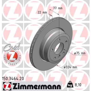 Zimmermann Bremsscheibe Coat Z 150.3464.20 Zimmermann Bremsscheibe Coat Z 150.3464.20