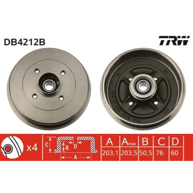 TRW Bremstrommel DB4212B TRW Bremstrommel DB4212B