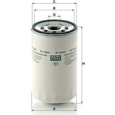 Mann-Filter Ölfilter W 1160/2 Mann-Filter Ölfilter W 1160/2