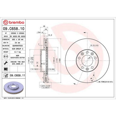 Brembo Bremsscheibe PRIME LINE - UV Coated 09.C658.11 Brembo Bremsscheibe PRIME LINE - UV Coated 09.C658.11