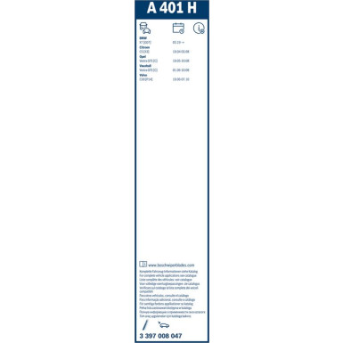 BOSCH A 401 H Scheibenwischer Rear Aerotwin 3 397 008 047 BOSCH A 401 H Scheibenwischer Rear Aerotwin 3 397 008 047
