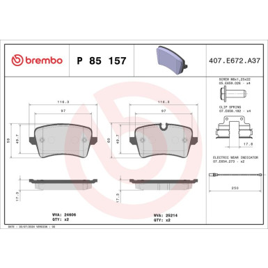 Bremsbelagsatz, Scheibenbremse P 85 157 Bremsbelagsatz, Scheibenbremse P 85 157
