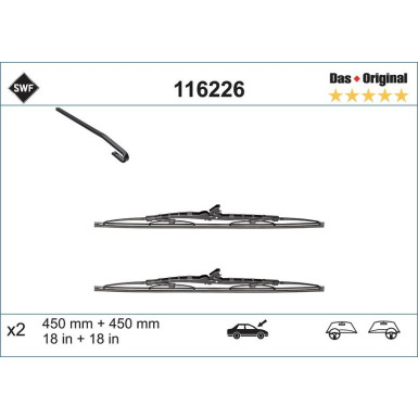 SWF Wischblatt Scheibenwischer DAS ORIGINAL SET 116226