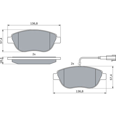 BOSCH Bremsbelagsatz, Scheibenbremse 0 986 494 464