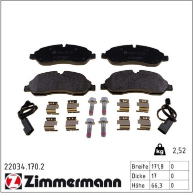 Bremsbelagsatz, Scheibenbremse 22034.170.2 Bremsbelagsatz, Scheibenbremse 22034.170.2