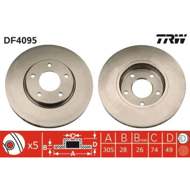 TRW Bremsscheibe DF4095 TRW Bremsscheibe DF4095