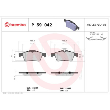 Bremsbelagsatz, Scheibenbremse P 59 042 Bremsbelagsatz, Scheibenbremse P 59 042