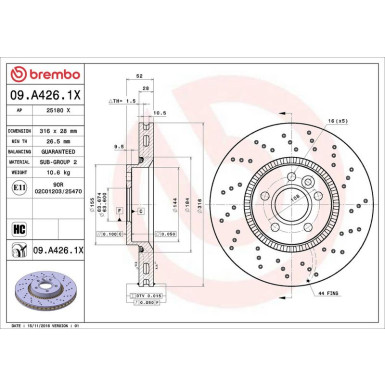 Bremsscheibe 09.A426.1X Bremsscheibe 09.A426.1X