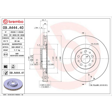 Brembo Bremsscheibe PRIME LINE - UV Coated 09.A444.41