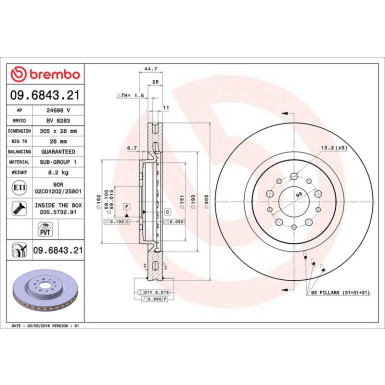 Brembo Bremsscheibe PRIME LINE - UV Coated 09.6843.21 Brembo Bremsscheibe PRIME LINE - UV Coated 09.6843.21