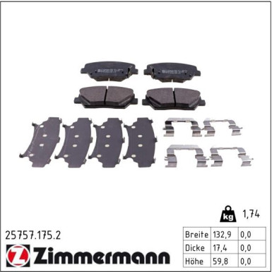 Bremsbelagsatz, Scheibenbremse 25757.175.2 Bremsbelagsatz, Scheibenbremse 25757.175.2
