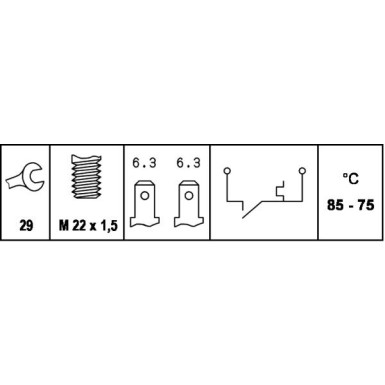 Temperaturschalter, Kühlerlüfter 6ZT 007 800-041 Temperaturschalter, Kühlerlüfter 6ZT 007 800-041