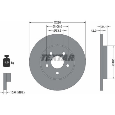 Textar Bremsscheibe PRO 92109703 Textar Bremsscheibe PRO 92109703